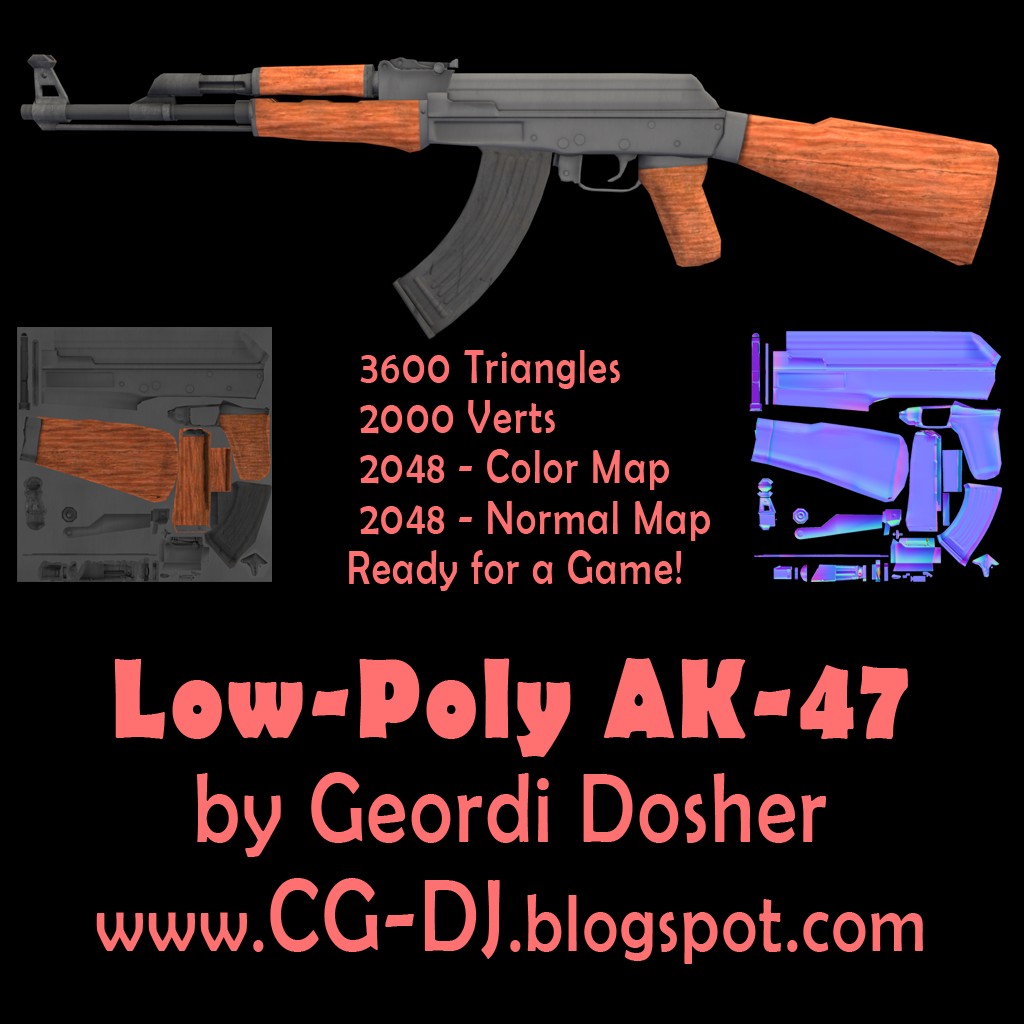Low-Poly AK-47 preview image 1